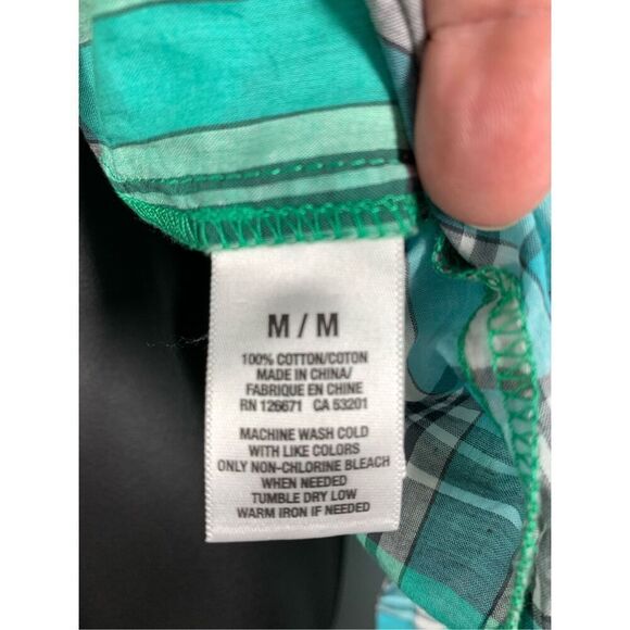 5---- Aeropostale Cotton Green Plaid Button Up Long Sleeve Top Size Medium NWT - Picture 7 of 11